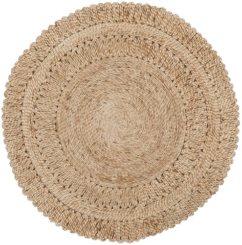 SAFAVIEH Natural Fiber Round Collection 3' Round Natural NF356A Handmade Boho Charm Farmhouse Jute Area Rug - size: 3' (Round)
