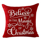 Set of 4 Merry Christmas Believe Reindeer Tree Best Gift Square Pillowcase Decorative Throw Pillow Cover Cushion Case Cotton Linen Material 18" x18'' (Beige&Red) - color: Beige Red