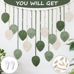 Winmist Glimpse Large Boho Macrame Wall Hanging-Leaf Tapestry Decor for Bedroom,Handcrafted Green Nature-Inspired Wall Art,Refreshing Space Background