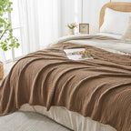 EMME Cotton Muslin Throw Blanket Couch Breathable Gauze Blanket Soft Lightweight Blankets Adults (Brown, 50"x60") - color: 12 - Brown, size: Throw (50" x 60")