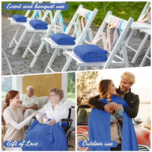 Buryeah 12 Pcs Flannel Throw Blanket Bulk 50 x 60 in Sleepover Blanket Outdoor Wedding Throw Lightweight, Oeko-tex Standard 100 Certified for Sofa Homeless Gifts (Sapphire Blue) - color: Sapphire Blue