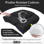 MTMR Water-Repellent Outdoor Patio Chair Cushions Set of 2, 19'X19' Thick Seat Cushions with High Elasticity PP Cotton, Tufted Design for Outdoor Furniture - color: Black