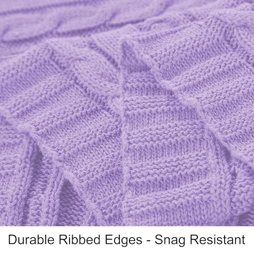 NTBAY 100% Pure Cotton Cable Knit Throw Blanket, Super Soft Warm 51x67 Knitted Throw Blanket for Couch, Sofa, Chair, Bed - Extra Cozy, Machine Washable, Comfortable Home Decor, Orchid - color: Orchid, size: Throw(51"x67")