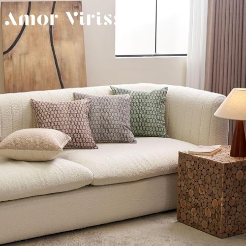 Amor Virisso Floral Pillow Covers 20x20 Farmhouse Neutral Decorative Pillow Covers for Couch Accent Sofa Pillows 1PC, Cloud Cream - color: Cloud Cream, size: 20" x 20" (Pack of 1)
