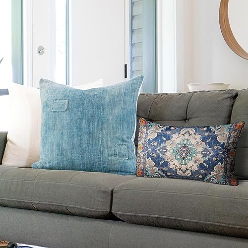 Snycler Boho Throw Pillow Covers 12x20 inch Set of 2 Boho Rug Carpet Double Sided Pattern Cotton Soft Pillow Case Cushion Cover Pillowcase for Couch Sofa Bed Decorative (Blue) - color: Boho-1, size: 20" x 12" (Pack of 2)