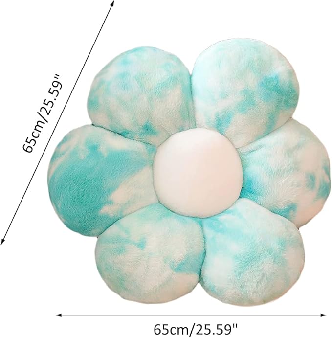 lannery Flower Plush Throw Pillows, Flower Floor Pillow Seating Cushion Toy for Reading, Room, Watching TV (25.6", Blue)