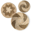 Glenmal 3 Pcs Boho Wall Basket Decor Decorative Bulrush Woven Basket Wall Decor Art Farmhouse Handmade Hanging Baskets with African Design for Living Room Display Table Settings Kitchen Home(Classic) - style: Classic
