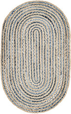 SAFAVIEH Cape Cod Collection Area Rug - 3' x 5' Oval, Natural & Blue, Handmade Flat Weave Jute, Ideal for High Traffic Areas in Living Room, Bedroom (CAP250A) - size: 3' x 5' (Oval)