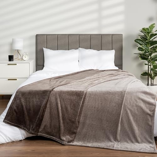 PAVILIA Taupe Ombre Fleece Throw Blanket for Couch, Soft Flannel Blanket for Sofa Bed Room, Plush Lightweight Tan Light Brown Gradient Blanket, Cozy Microfiber Decorative Gift Throw, 50x60 - color: Gradient - Taupe, size: 50 x 60 Inches - Throw