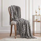 BOURINA Fluffy Chenille Knitted Fringe Throw Blanket Lightweight Soft Cozy for Bed Sofa Chair Throw Blankets, Grey 50" x 60" - color: A-grey, size: 50"×60"
