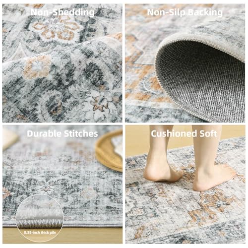 2x3 Small Area Rugs for Entryway: Washable Rug Non Slip Door Mat Indoor Entrance Soft Low Pile Throw Rugs for Inside Front Door Floor Entry Bedroom Bedside Kitchen Nursery Dorm Home Office - color: Grey and Orange, size: 2' x 3' (Rectangular)