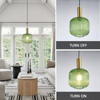 8 Inch Green Glass Pendant Lights Small Modern Chandelier Pendant Lighting Mid Century Hanging Lights Adjustable Kitchen Island Light for Dining Room Bedroom Hallway - color: 8 Inch Green