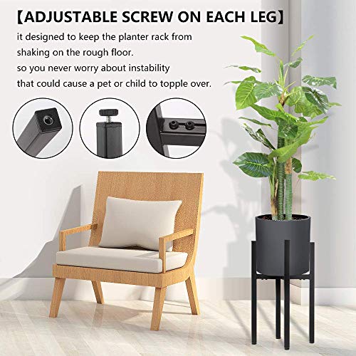 YueTong 2 Pack Metal Plant Stand Indoor with Adjustable Width Fits 8 to 12 Inch Pots,Mid-Century Flower Holder for Corner Display-Black(Planter and Pot Not Included). - size: 8-12" 2pack