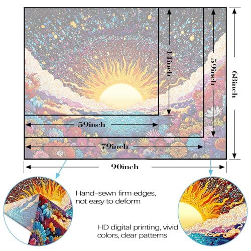 Kanuyee Sunset Tribal Totem Wall Tapestry, Abstract Earth Tone Tapestries for Home Decor, Folk Art Tapestry 60x44 Inch - color: Deep Blue Purple, size: 60"L x 44"W