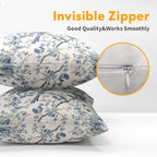 Chinoiserie Blue & White Pillow Covers - 16x16 Inches, Bule Birds & Flowers Design, Set of 2 for Home Couch & Sofa - color: Chinoiserie Flowers240413, size: 16" x 16" (Pack of 2)