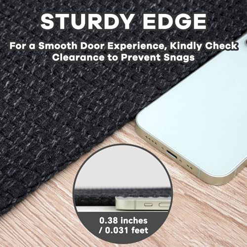 EARTHALL Woven Runner Rug 2x5 Ft Washable Runners for Hallways Cotton Non Slip Rubber Backed Kitchen Runner Braided Indoor Floor Carpet for Entryway, Hallway, Kitchen, Bedroom, Black/Grey - color: Black/Grey, size: 2' x 5' (Runner)