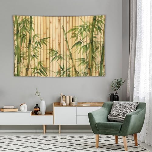 HZOHNAGO Bamboo Tapestry Chinese Style Green Leaves Printed Wall Tapestry Painting Wall Hanging for Bedroom Living Room Dorm 90" W x 60" H - color: Bamboo-6, size: 90"L x 60"W