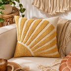 Zealax Yellow Decorative Throw Pillow Cover 18x18 Inch Modern Abstract Sun Tufted Pillow Case Square Soft Cushion Covers for Couch Bed Living Room Bohemian Home Decor(No Pillow Insert, 1Pc)