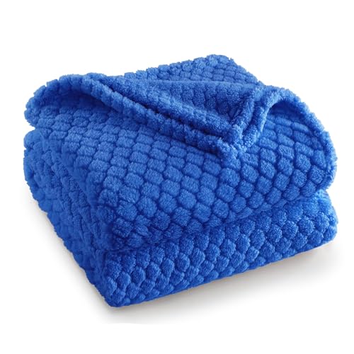 Exclusivo Mezcla Fleece Throw Blanket for Couch and Bed,Extra Soft Warm Decorative Fuzzy Throws for Women,Lightweight Cozy Blankets Size 50x60 Inches, Cobalt Blue - color: Cobalt Blue, size: Throw ( 50x60 IN )