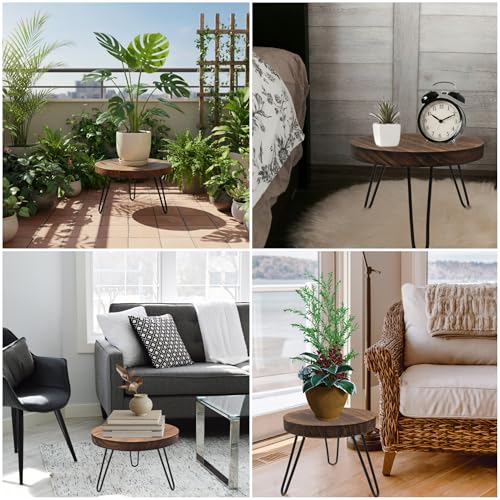 Wood Plant Stand Indoor Outdoor, 10'' Wooden Planter Stands Fit 5-12 Inch Pot, Plant Stool Flower Pot Stand Gardening Display Pedestals for Decor Living Room Balcony, Office, Patio - size: Medium