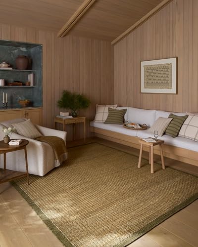 Loloi Amber Lewis Lilah Collection LIH-01 Natural/Olive 2'-3" x 3'-9" Accent Rug Jute, Wool, Cotton, Neutral, Living, Bedroom, Dining, Rug - color: Natural / Olive, size: 2'3" x 3'9" (Rectangular)