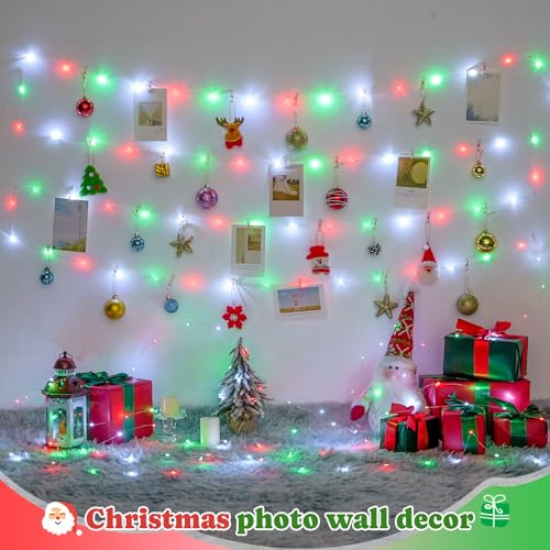 JMEXSUSS 200 LED Red White Green Fairy Lights Plug in, 8 Modes Christmas Fairy Lights Indoor Outdoor with Wheel, 66 ft Remote Control Twinkle Lights for Christmas - color: Red White Green, size: 66FT 200LED