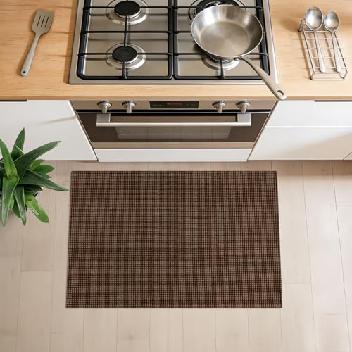 Indoor Door Mat 2x3 ft Small Area Rugs Washable Front Door Mat Non Slip Rubber Backed Entryway Rug Cotton Entrance Doormat for Front Porch Bathroom Kitchen Bedroom, Dark Brown/Coffee - color: Dark Brown/Coffee, size: 2x3