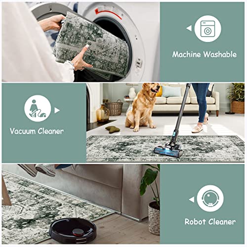Moynesa Ultra-Thin Washable Area Rug - 2x3 Small Grey Front Door Rug Kitchen Mat, Non Slip Non Shedding Pet Friendly Bathroom Carpet for Office Laundry Powder Room Bedside Hardwood Floor - color: Grey, size: 2' x 3'