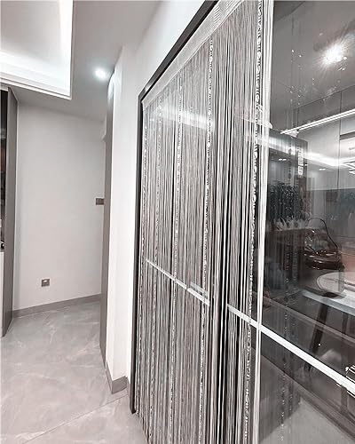 ave split 100cmX200cm Decorative Door String Curtain Beads Wall Panel Fringe Window Room Divider Blind for Wedding Coffee House Restaurant Parts Door Divider Beads Tassel Screen Decoration (white25) - color: White