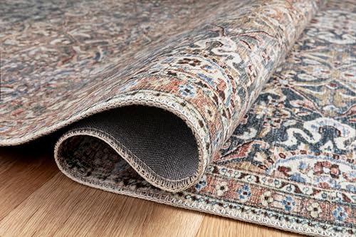 Loloi Chris Loves Julia Jules Collection JUL-06 Denim/Spice 9'-6" x 14', .13" Pile Height, Area Rug - color: Denim / Spice, size: 9' x 14' (Rectangular)