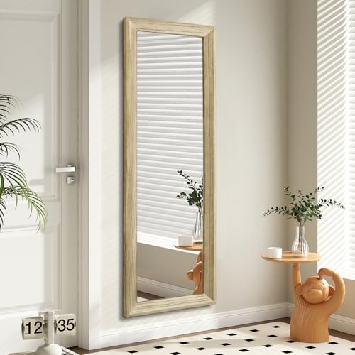 AAZZKANG Full Length Door Mirror Wooden Frame Large Mirrors for Wall 47"x16" Rectangular for Bedroom Living Room Bathroom Dressing Room Home Entryway - color: Natural, size: 47"L x 16"W