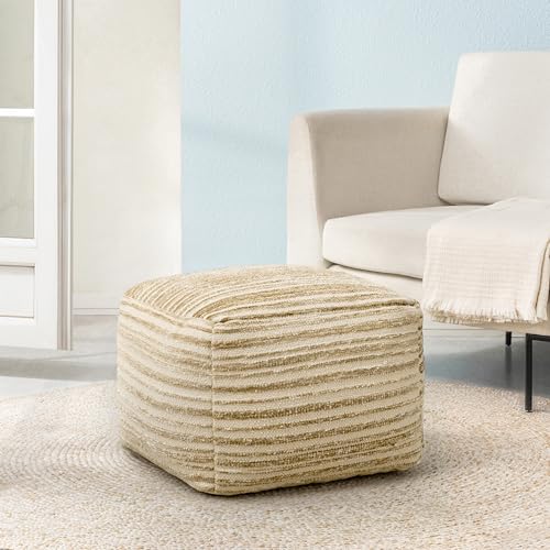 Anji Mountain Pouf Ottoman Foot Rest, Handmade Ottoman Pouf, Comfortable Foot Stool, Decorative Floor Seating for Living Room Decor, Bedroom & Home Décor Accent - Gilded Horizon - color: Gilded Horizon