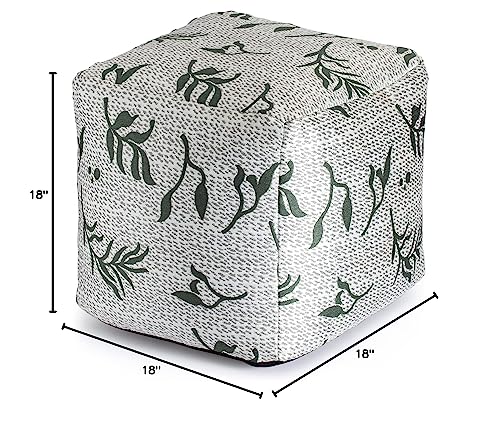 Anji Mountain Artisan Crafted Cotton Blend Pouf Ottoman | Versatile Floor Seating & Footstool for Living Room | Modern Boho Home Décor Accent | Filled Pouffe - color: Sage Ivy