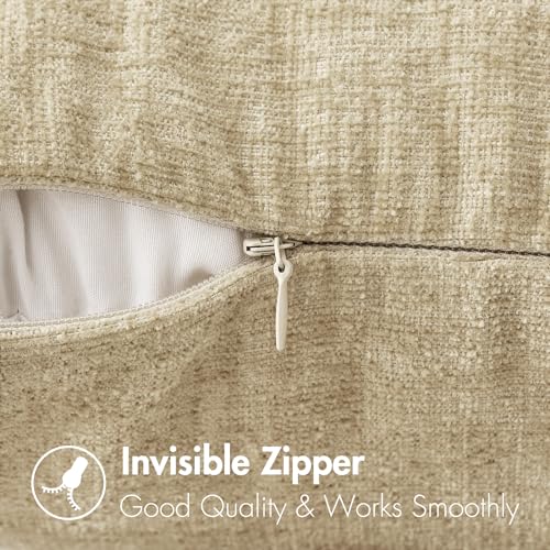 MIULEE Pack of 2 Beige Throw Pillow Covers 16x16 Inch Soft Chenille Pillow Covers for Sofa Living Room Spring Home Decor Couch Solid Dyed Cases - color: Beige, size: 16" x 16" (Pack of 2)