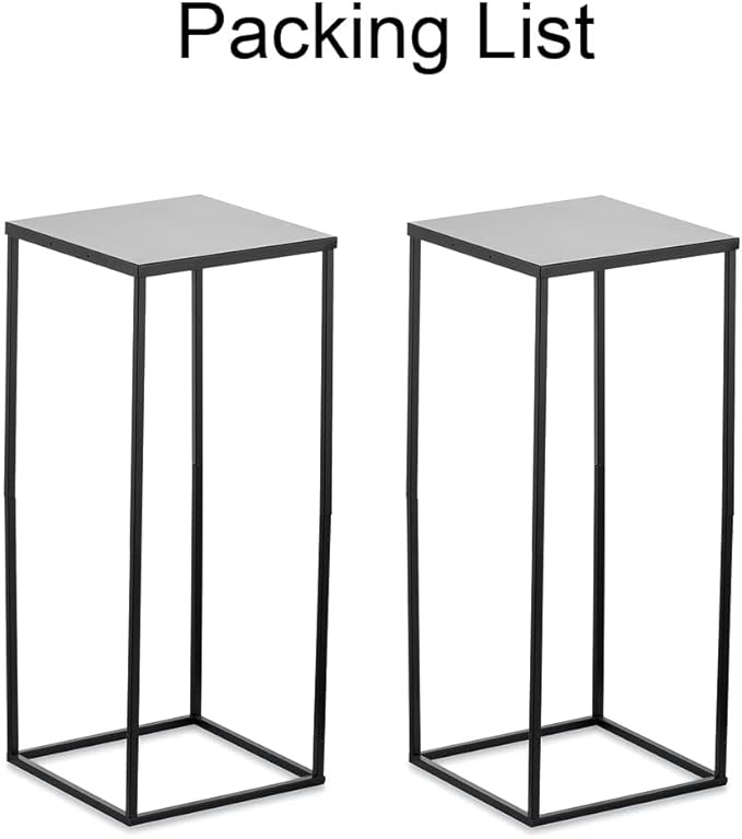 Black Plant Stand Pedestal Stand - 2 Pcs Metal Plant Stand, 23.6in Tall Flower Stand Vase Flower Holder, Wedding Centerpieces for Table, Corner Planter Pot Rack for Living Room, Home, Patio Decor