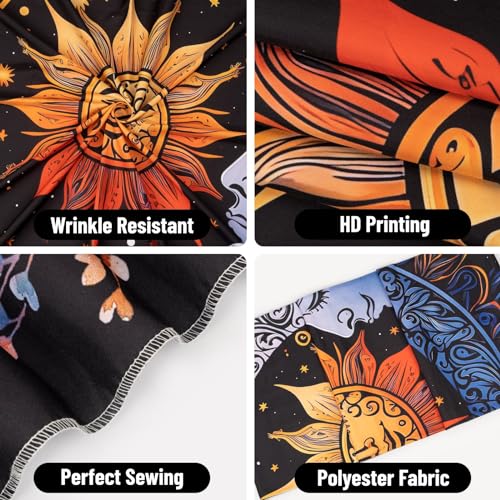 Apdidl Hippie Tapestry Wall Hanging for Bedroom Aesthetic, Sun and Moon Psychedelic Mystic Floral Boho Bohemian Tapestries, Hippy Mandala Floral Backdrop Decor for Living Room Dorm (60"X79") - color: Boho Sun Tapestry, size: 79"L x 60"W