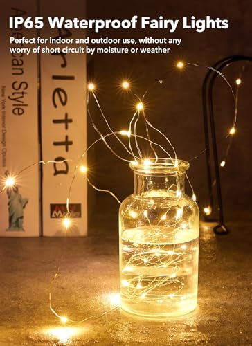 Brightown 24 Pack Fairy Lights Battery Operated String Lights - 7 ft 20 LED Mini String Lights Waterproof Silver Wire Firefly Lights for Vases Mason Jars DIY Crafts Plants Table Centerpieces Wedding - color: Warm White, size: 24 Pack