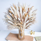 220PCS Natural Dried Pampas Grass Boho Home Decor Bouquet Phragmites Dried Flowers Bouquet for Wedding Floral Arrangements Home Decorations (220PCS) - size: 220 Pcs