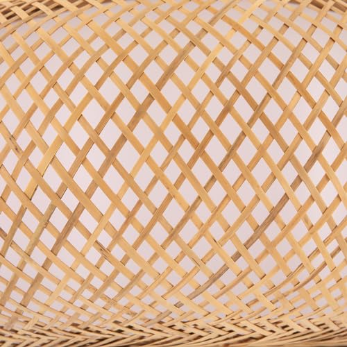 Bamboo Wicker Rattan Shade Pendant Lamp 23.62 inch Woven Rattan Chandelier Country Style Weave Hanging Light for Bedroom Living Dinning Room Kitchen Island