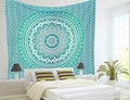 Popular Handicrafts Tapestry Wall Hanging Hippie Ombre Mandala Bohemian Hippy Intricate Indian Tapestry 54 x 82 Inches (140cm x 210 cm), Green - color: Green, size: 82"L x 54"W