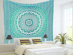 Popular Handicrafts Tapestry Wall Hanging Hippie Ombre Mandala Bohemian Hippy Intricate Indian Tapestry 54 x 82 Inches (140cm x 210 cm), Green - color: Green, size: 82"L x 54"W