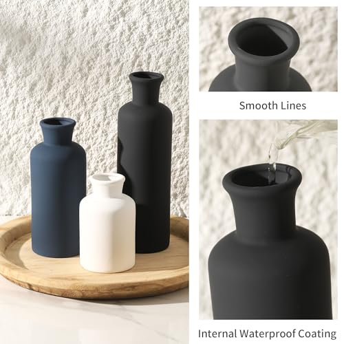Ceramic Vase Set of 3, Neutral Modern Vases Home Decor Boho Vases Farmhouse Decor Flowers Pampas Vase for Table Mantel Entryway Shelf Living Room Kitchen Bathroom - Mutlicolor - color: 007-multicolor Modern