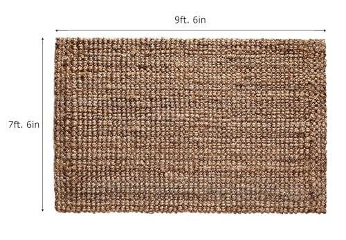 IRONGATE Jute Handspun Area Rug - Premium Jute Handwoven Reversible Chunky Textured Tan Beige Neutral Throw Accent Rug Carpet - Rustic Farmhouse Living Room Bedroom Den Study Décor -7'6"x9'6" Natural - size: 7.6 x 9.6 Feet