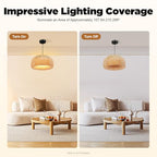 TFCFL 15Inch Bamboo Chandelier, Rattan Pendant Lamp Shade Ceiling Lighting Weave Bamboo Rattan E26 Hanging Light Fixture Hollow Lampshade Pendant Light for Dining Room (Bulbs Not Included) - size: 15 Inch
