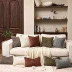 Yangest Chenille Pillow Cover 18 x18 Inches, Thick Textured Square Throw Pillow Cover Farmhouse Modern Soft Accent Couch Neutral Pillow Cover for Living Room Bedroom, Green - color: Olive Green, size: 18" x 18" (Pack of 1)