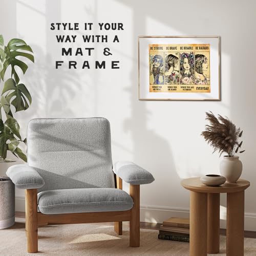 Inspirational Boho Wall Art 11x14 - Be Strong Be Brave Be Badass Motivational Poster - Bohemian Butterfly Positive Quotes for Women - Feminist Empowerment Gifts - Girls Teen Bedroom Hippie Room Decor - size: 11"L x 14"W
