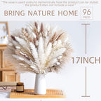 96PCS Natural Dried Pampas Grass Boho Home Decor Bouquet Phragmites Dried Flowers Bouquet for Wedding Floral Arrangements Living Room Decorations (96PCS) - size: 96 Pcs