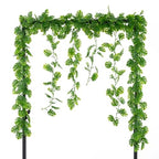 GBESTWOOW 2PCS Artificial Monstera Greenery Plant Fake Turtle Leaves Garland Wreath Fake Vines Table Runner for Wedding Arch Home Party Mantle Decor - size: 71 inch