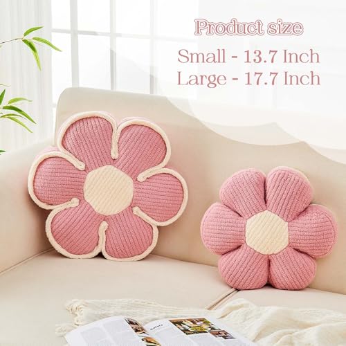 Kcvvcr Flower Pillow, Soft Flower Decorative Throw Pillow, Cute Daisy Flower Shaped Seating Floor Cushion Room Décor Plush Pillows for Sofa Couch Bed (17.7 Inch, Pink) - color: Six Petals-pink, size: 17.7 Inch