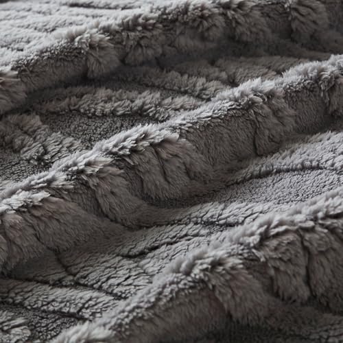 COOVA Grey Fleece Queen Blanket for Bed - Super Soft Cozy Plush Fuzzy Blanket for Sofa,Premium Sherpa Warm Large Throw for Women,Couch,Chair,90x90 Inches - color: Light Grey, size: 90“x90”